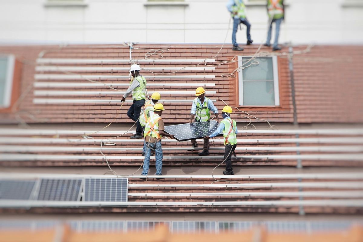 Rooftop solar installation in progress